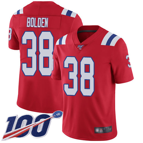 New England Patriots Football #38 100th Season Limited Red Men Brandon Bolden Alternate NFL Jersey->youth nfl jersey->Youth Jersey